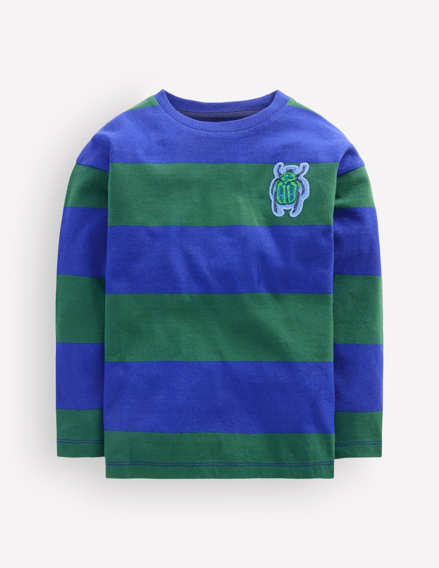 Long Sleeve Badge T-shirt-Blue stripe
