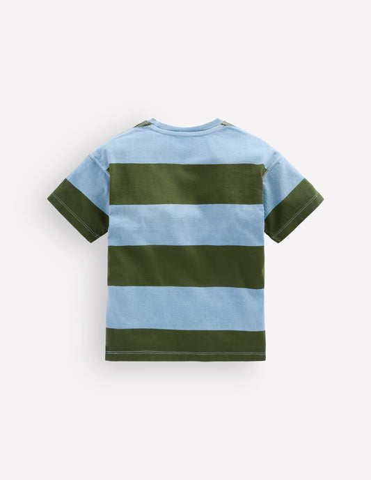 Garment Dye Relaxed T-shirt-French Blue / Brunswick Green