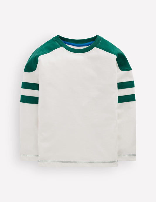 Colour Block T-shirt-Soft Ivory / Jewel Green