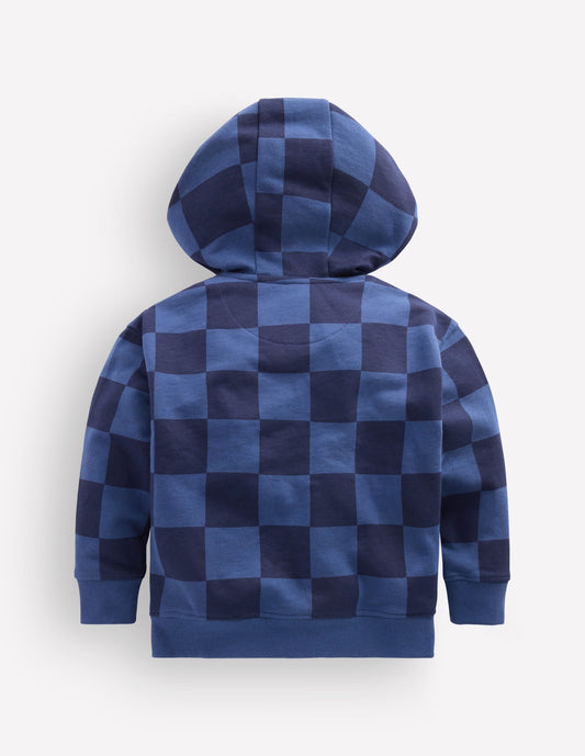 Printed Zip-through Hoodie-College Navy / True Denim