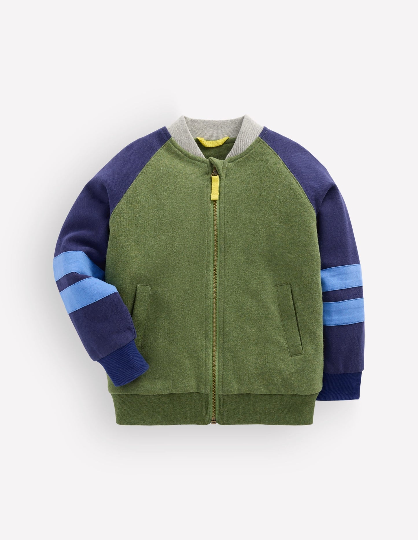 Fleece Lined Bomber-Green / Blue Colourblock