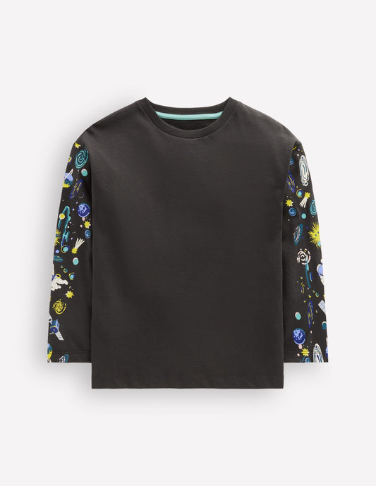 Front and Back Glow T-shirt-Shadow Grey Space