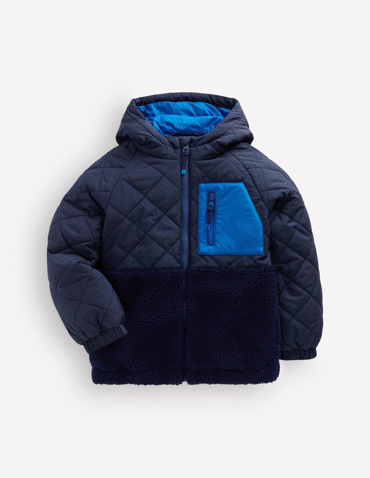 Quilted Borg Jacket-BLACK IRIS