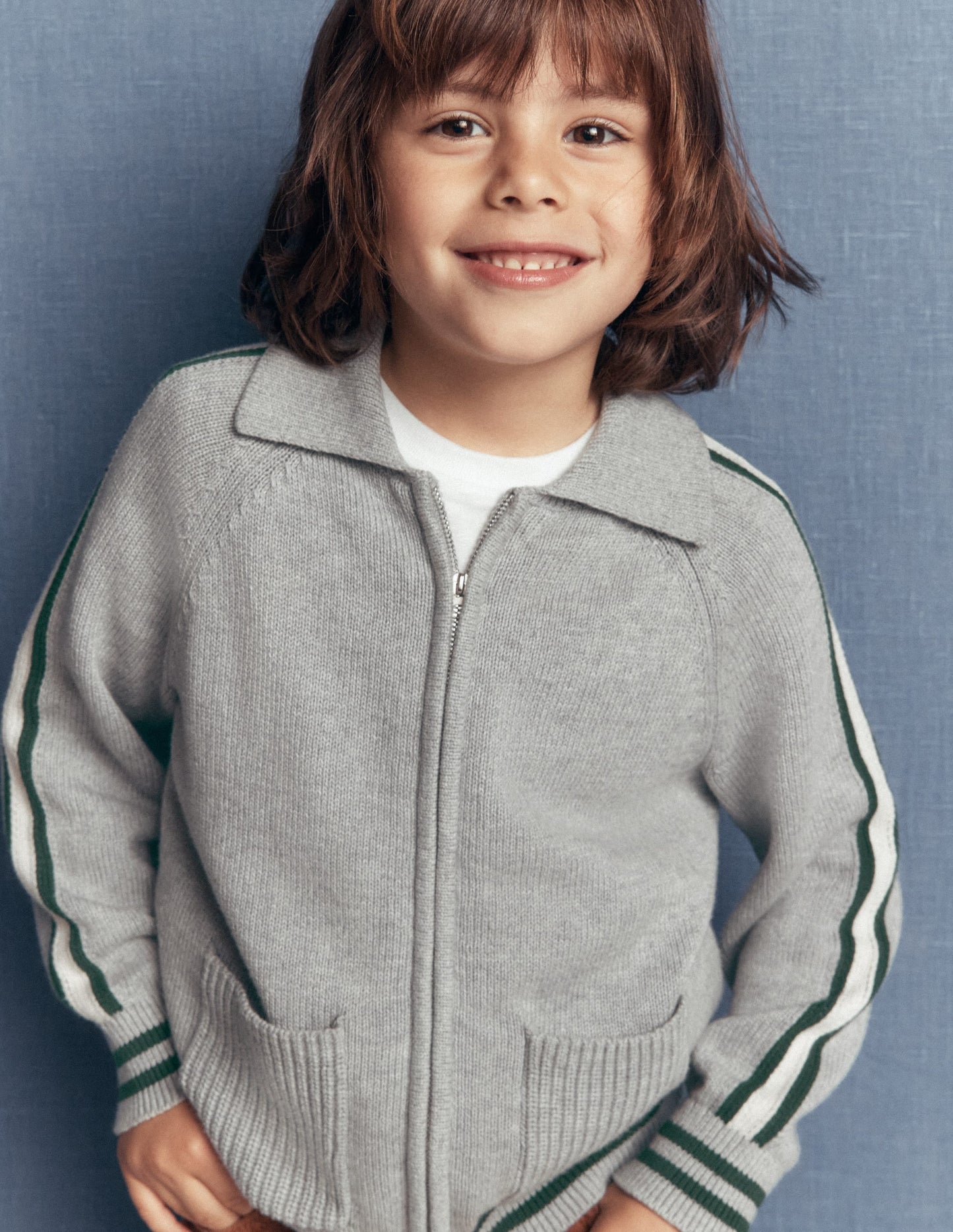 Smart Zip-through Jumper-Grey Marl