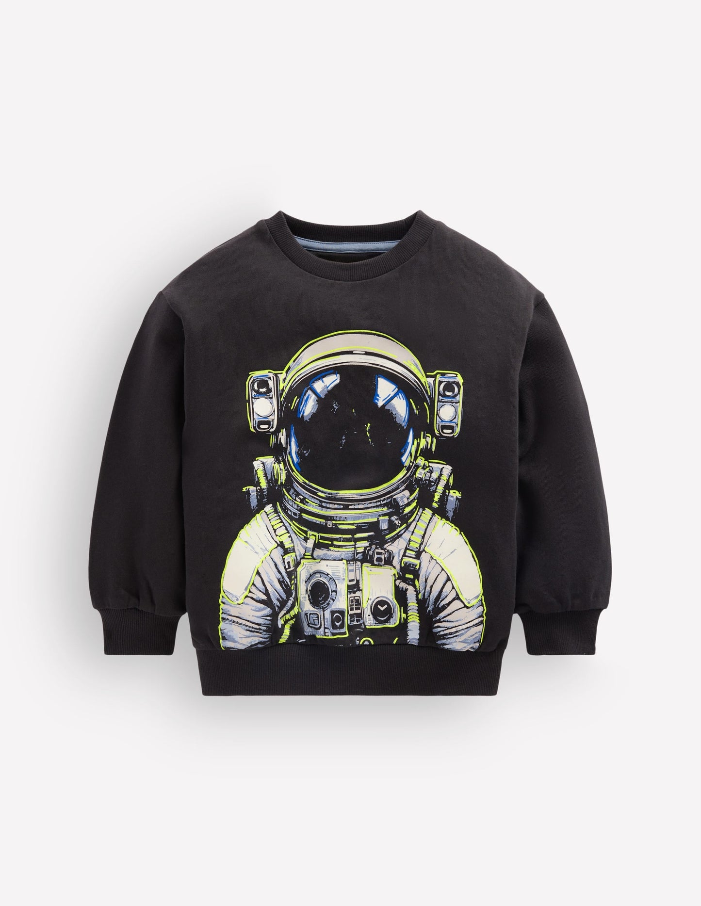 Glow Printed Sweatshirt-Shadow Grey Spaceman