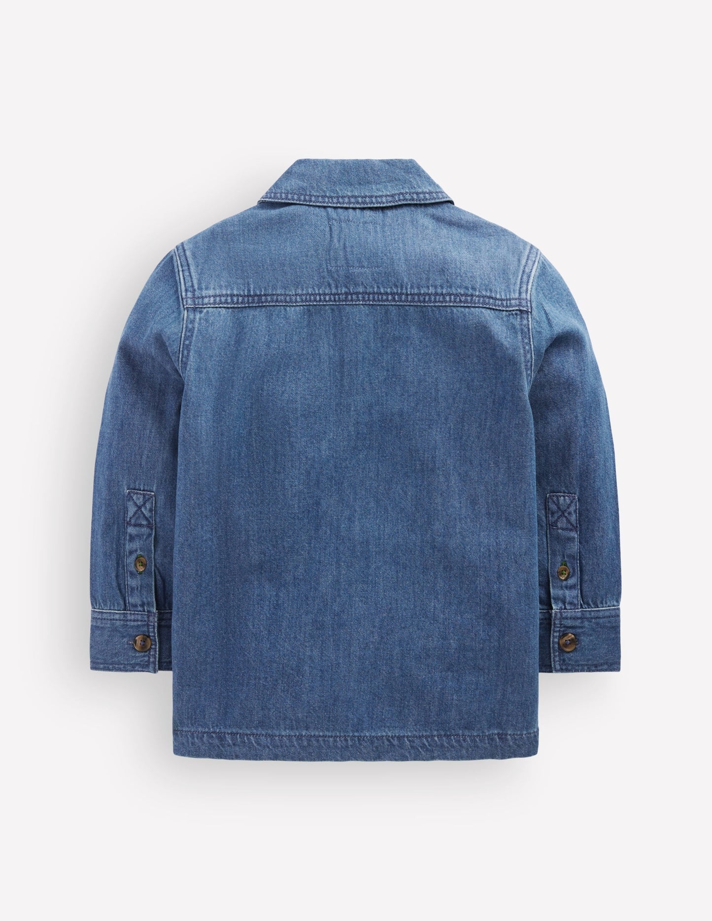 Front Pocket Overshirt-Mid Denim