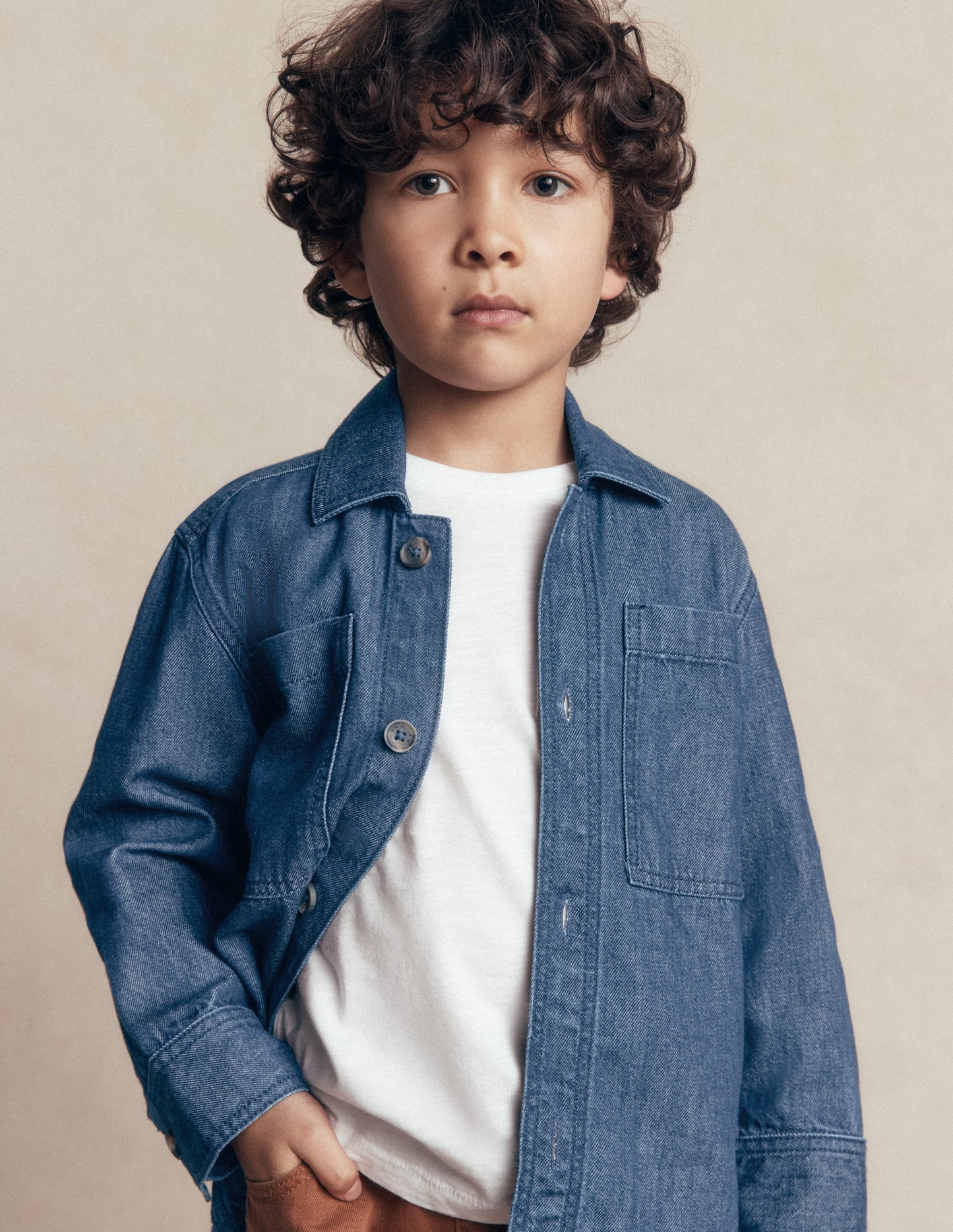 Front Pocket Overshirt-Mid Denim