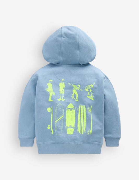 Front & Back Zip-Up Hoodie-Glacier Blue Skateboards