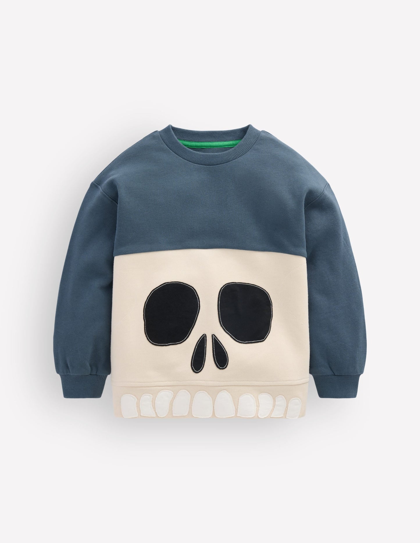 Halloween Glow Sweatshirt-College Navy Skull
