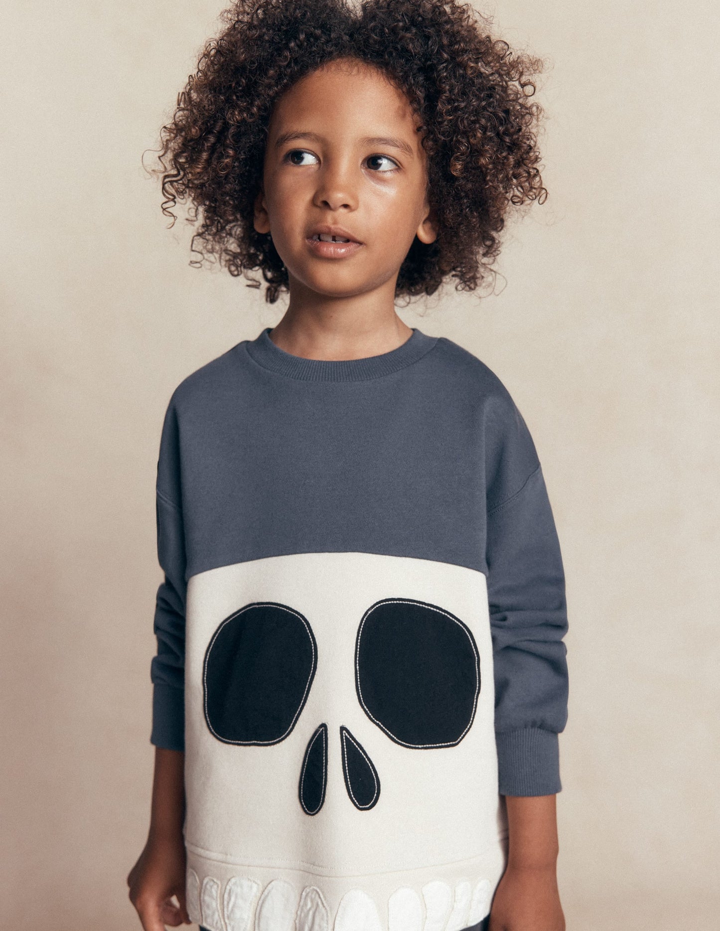 Halloween Glow Sweatshirt-College Navy Skull