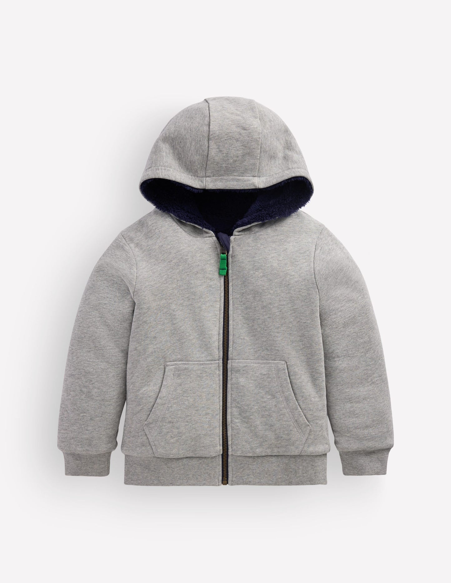 Reversible Borg Hoodie-Grey Marl