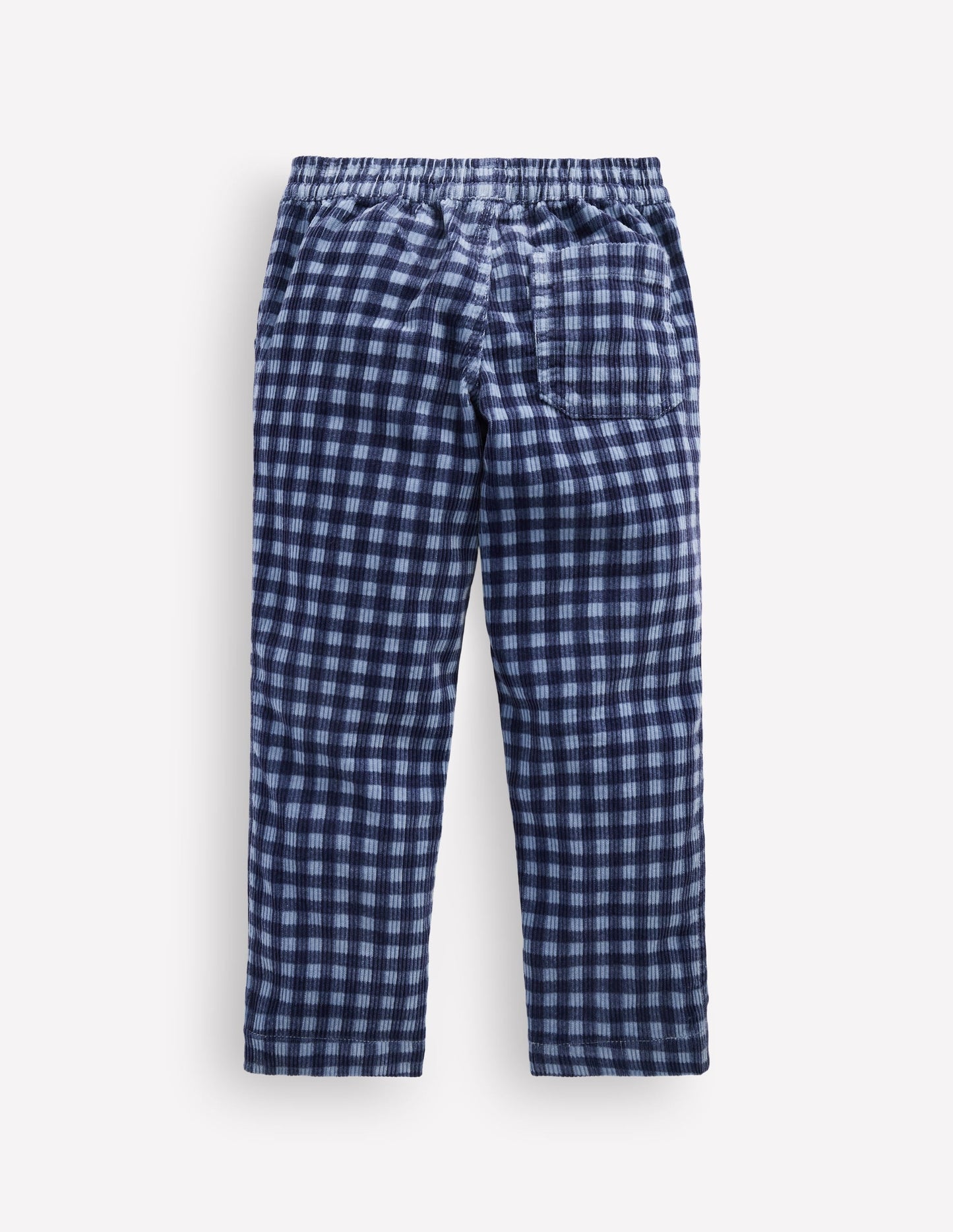 Pull-on Cord Trousers-Faded Denim Gingham