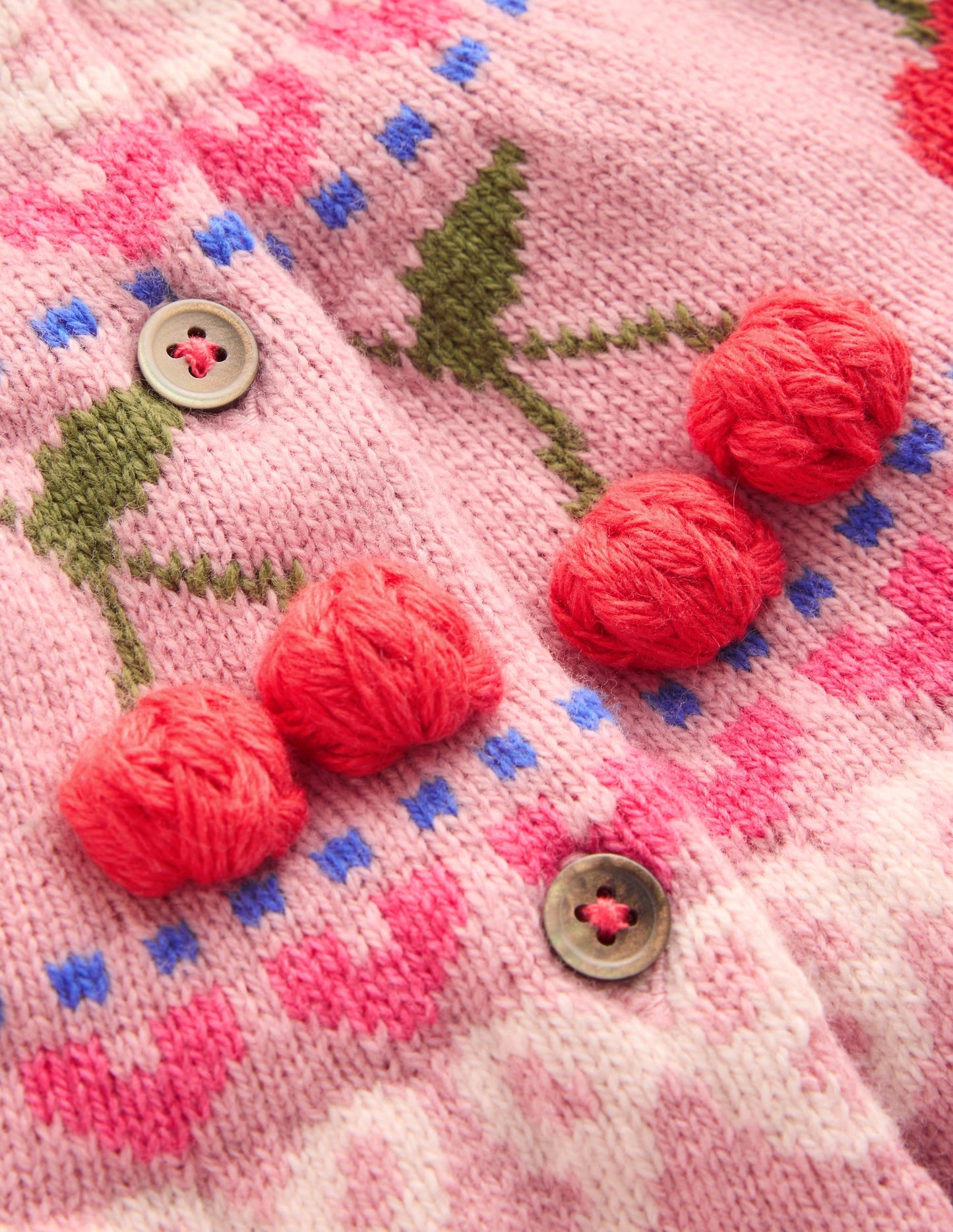 Edie Fair Isle Cardigan-Vintage Pink Marl Cherries