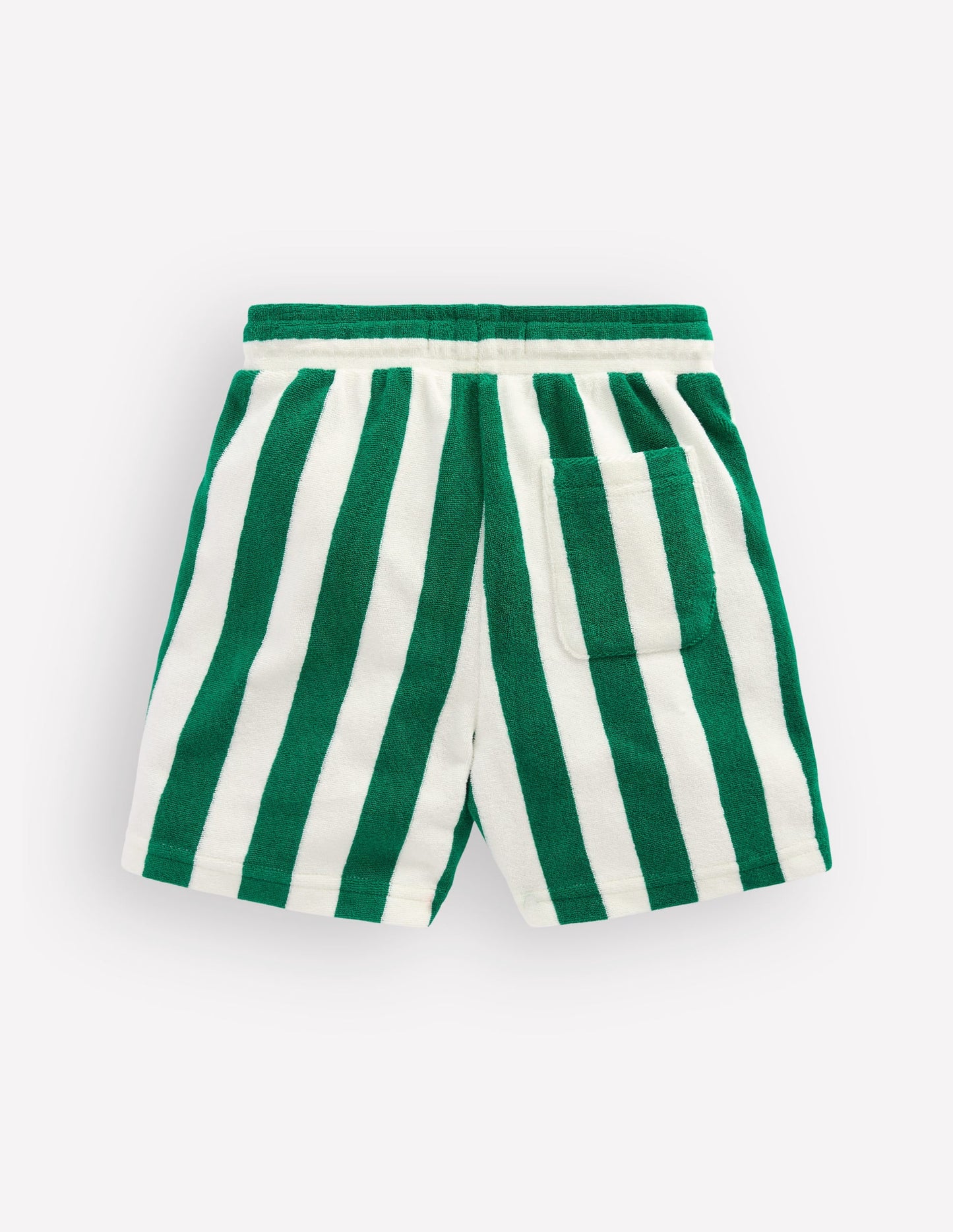 Towelling Shorts-Green and Ivory Stripe
