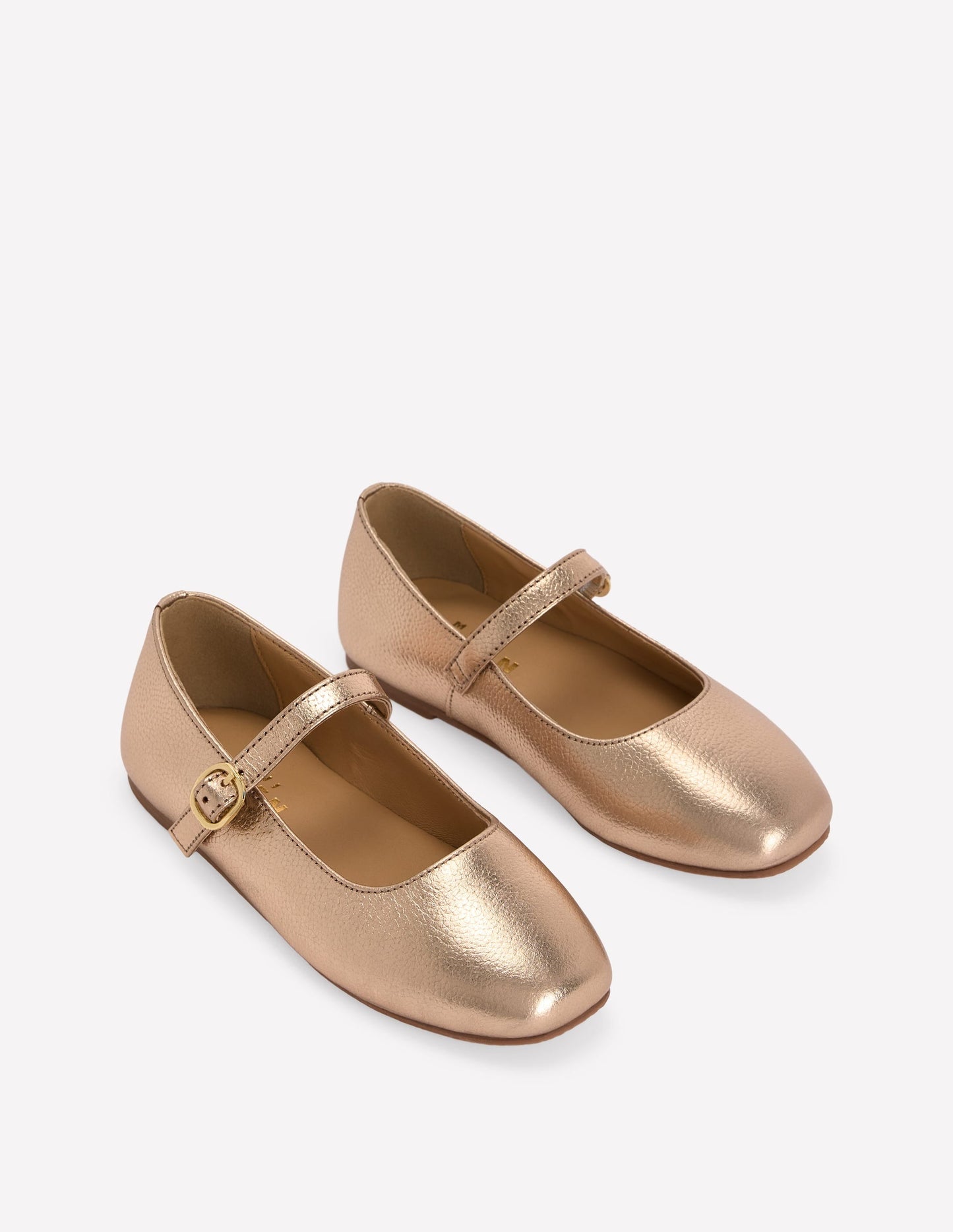 Square Toe Mary Janes-Gold