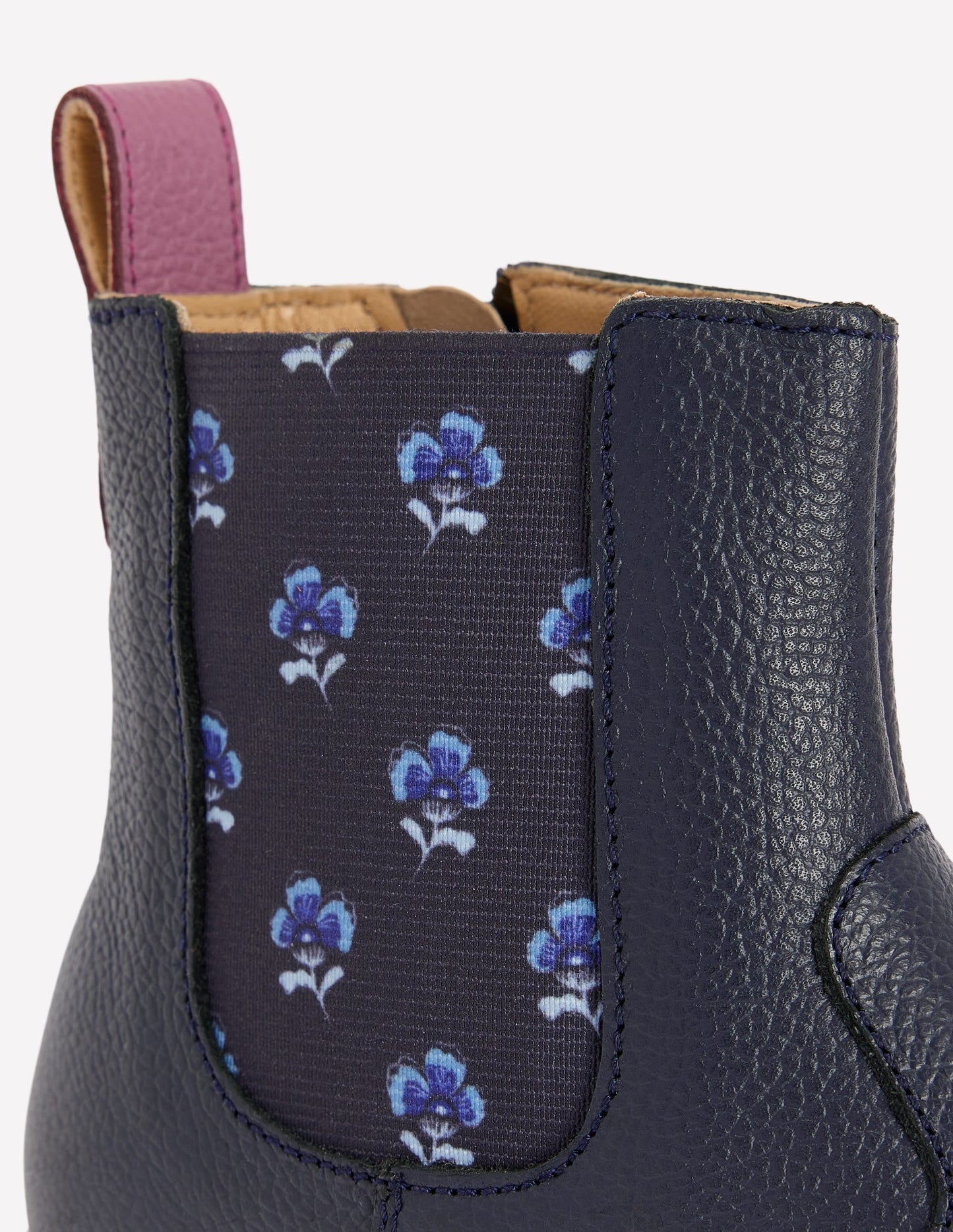 Leather Chelsea Boots-Navy Floral