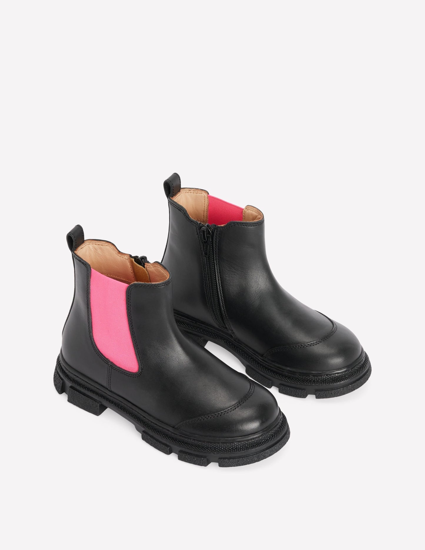 Chunky Chelsea Boots-Black and Festival Pink