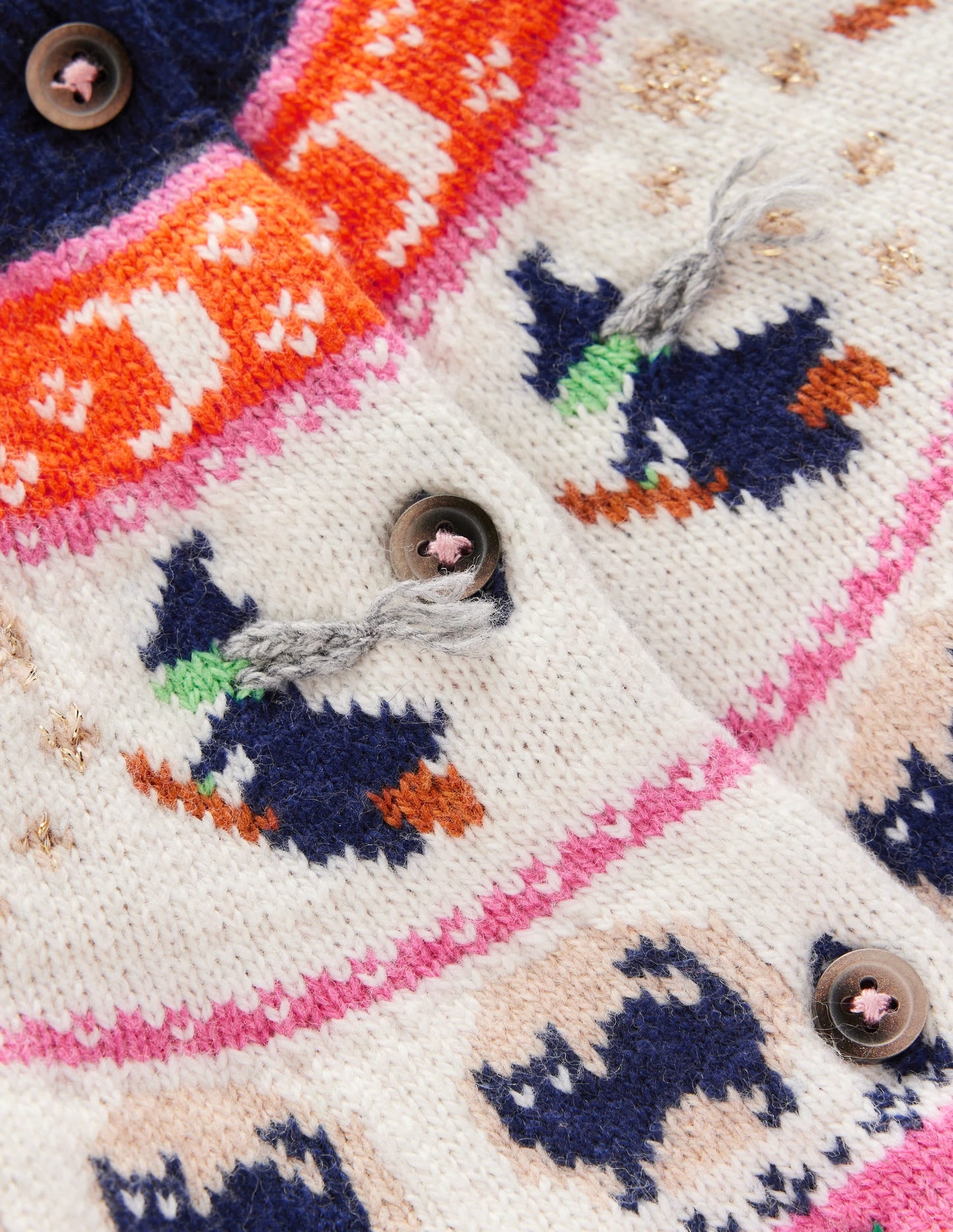 Edie Fair Isle Cardigan-College Navy Halloween