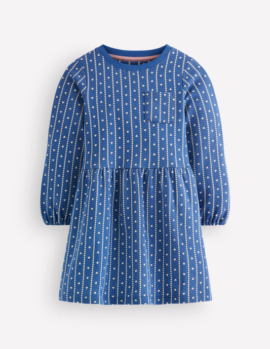 Minna Sweatshirt Dress-Blue Heart Stripe