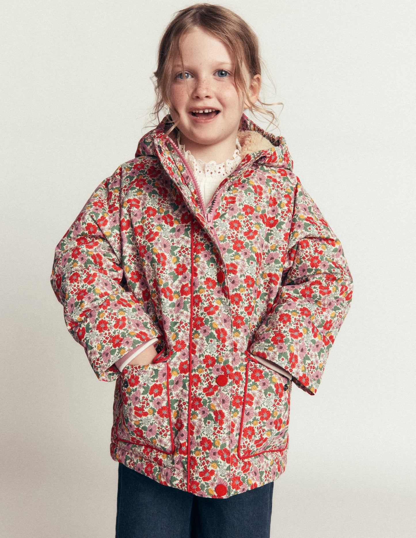 Sherpa Lined Anorak-Soft Cream Garden Flowerbed