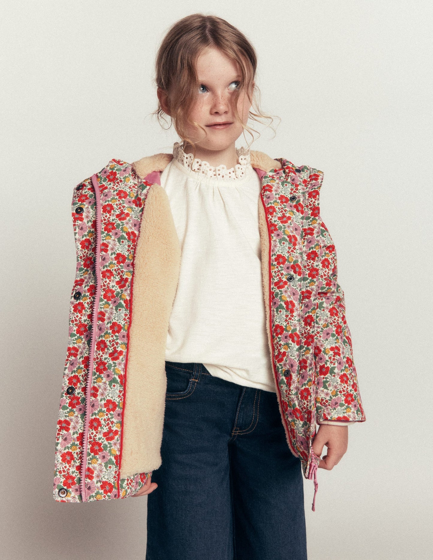 Sherpa Lined Anorak-Soft Cream Garden Flowerbed