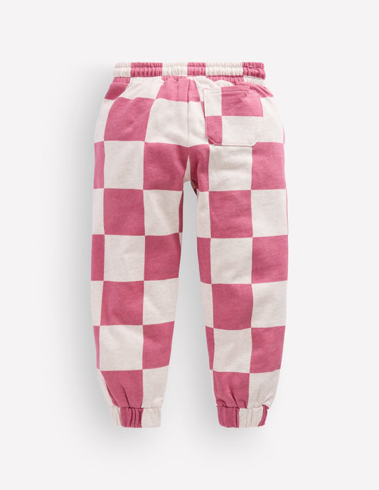 Fun Printed Joggers-Pink Checkerboard