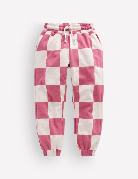 Fun Printed Joggers-Pink Checkerboard