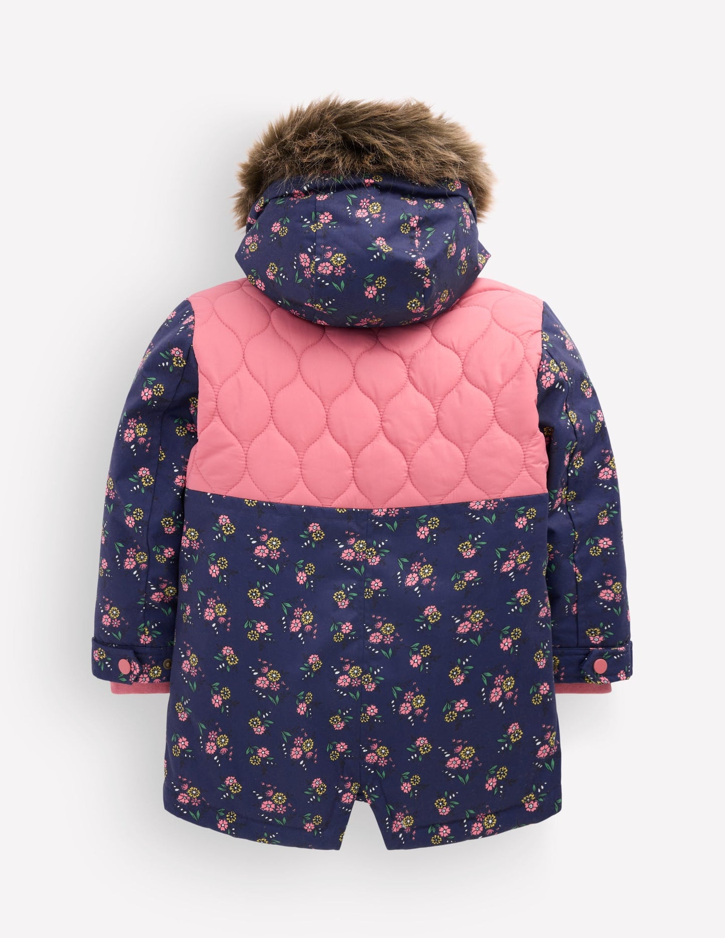 Joni Quilted Parka Coat-Navy Floral