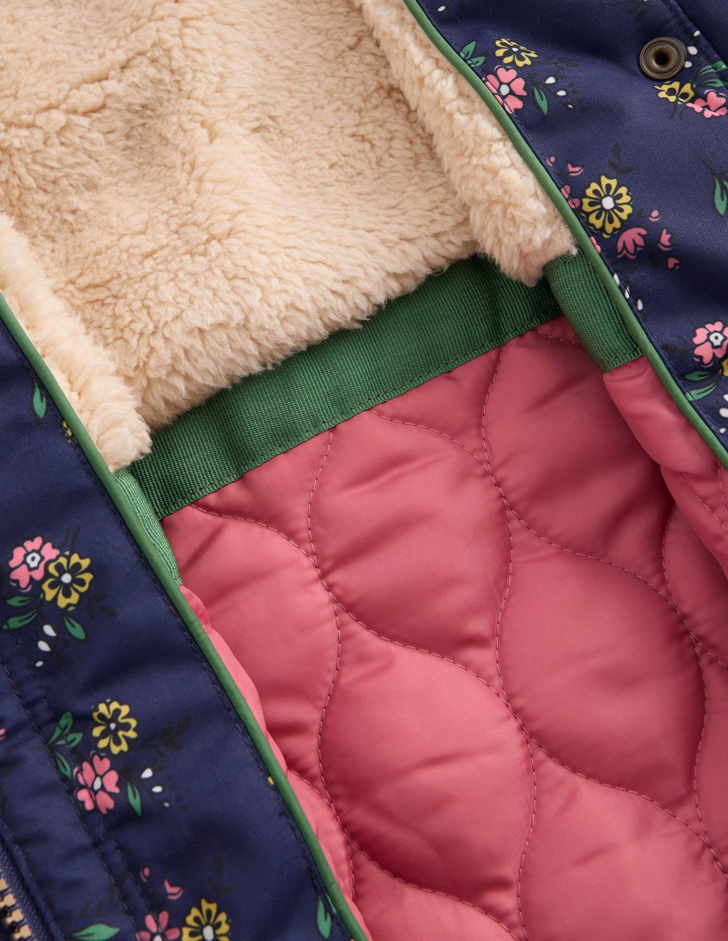 Joni Quilted Parka Coat-Navy Floral