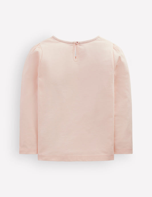 Puff Sleeve Appliqué  T-shirt-Botanic Pink Ballerinas