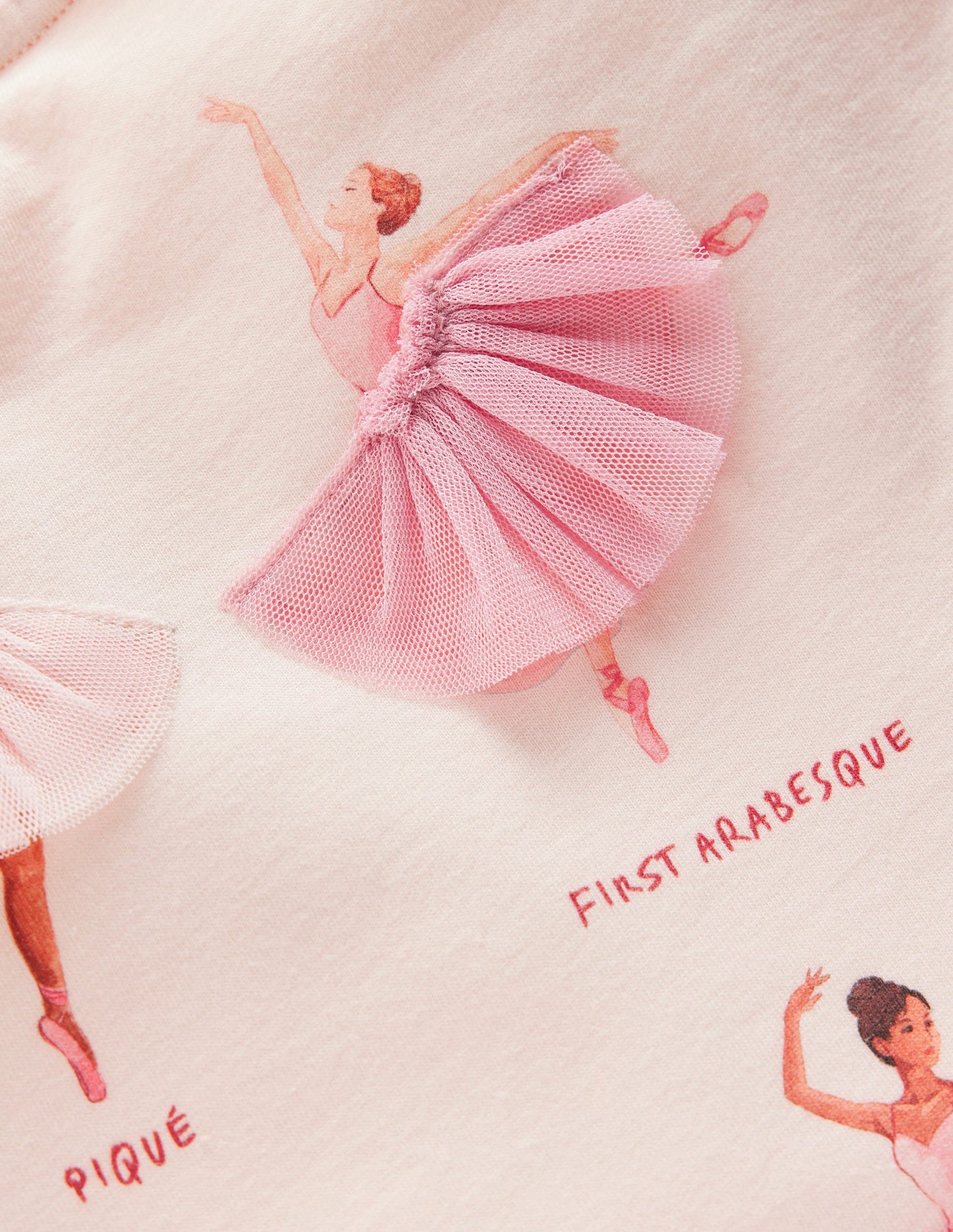 Puff Sleeve Appliqué  T-shirt-Botanic Pink Ballerinas