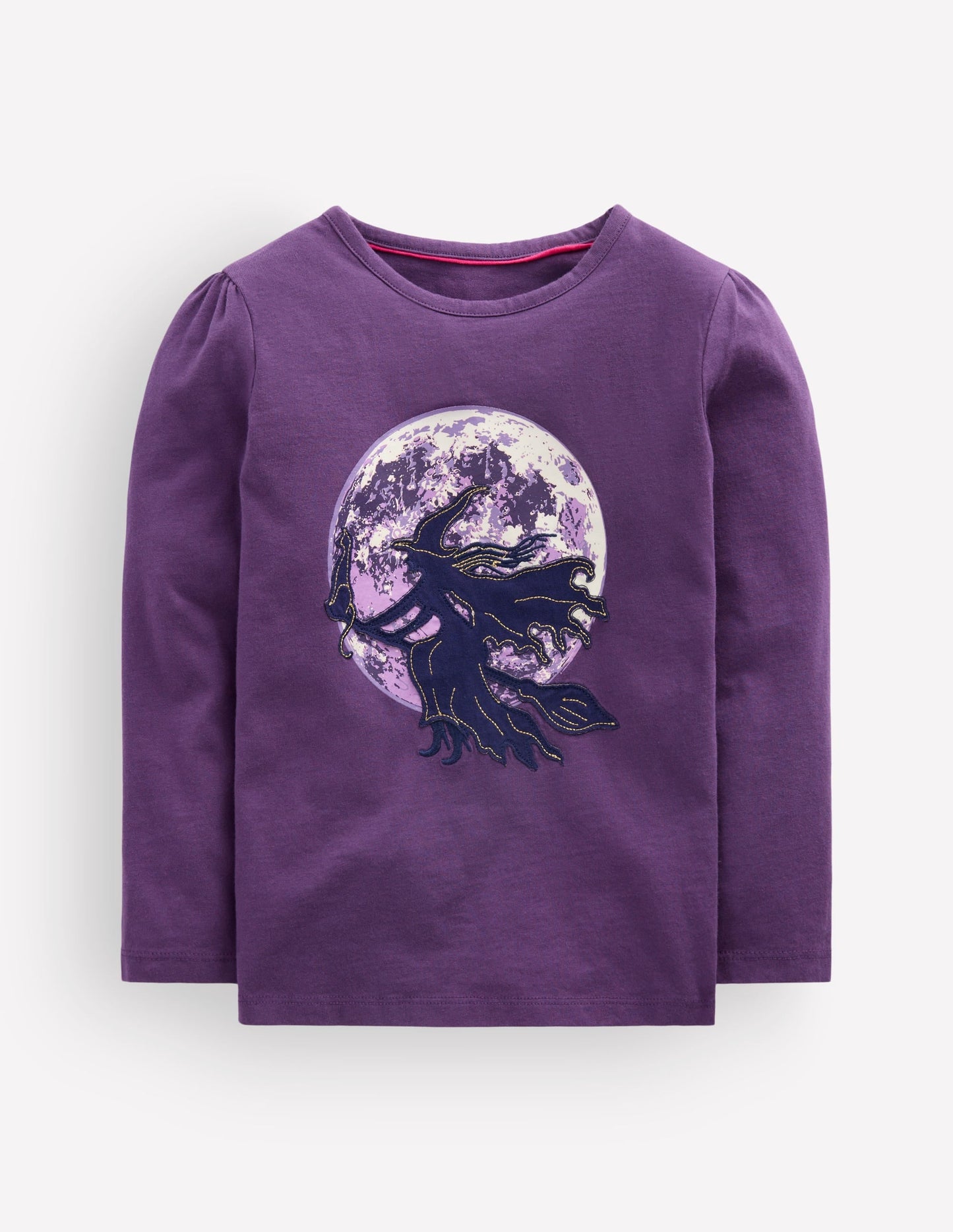 Puff Sleeve Appliqué  T-shirt-Mystic Purple Witches