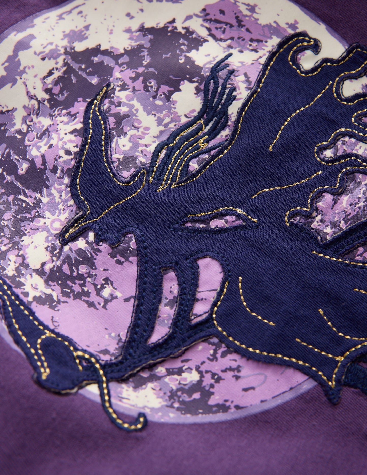Puff Sleeve Appliqué  T-shirt-Mystic Purple Witches