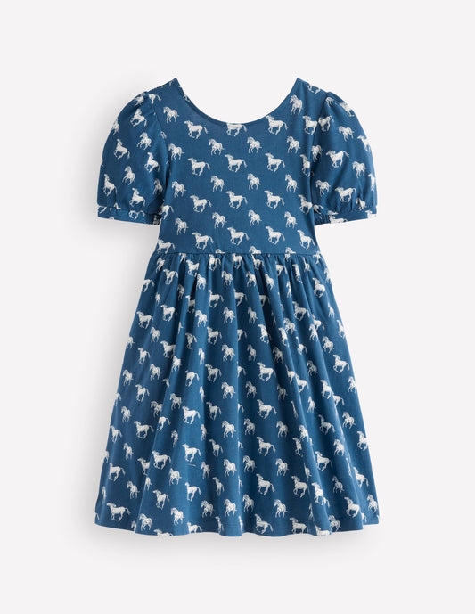 Ballerina Jersey Dress-Blue Horses