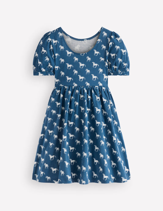 Ballerina Jersey Dress-Blue Horses