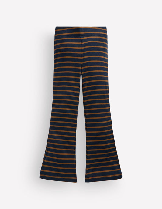 Ribbed Flared Leggings-Navy Stripe