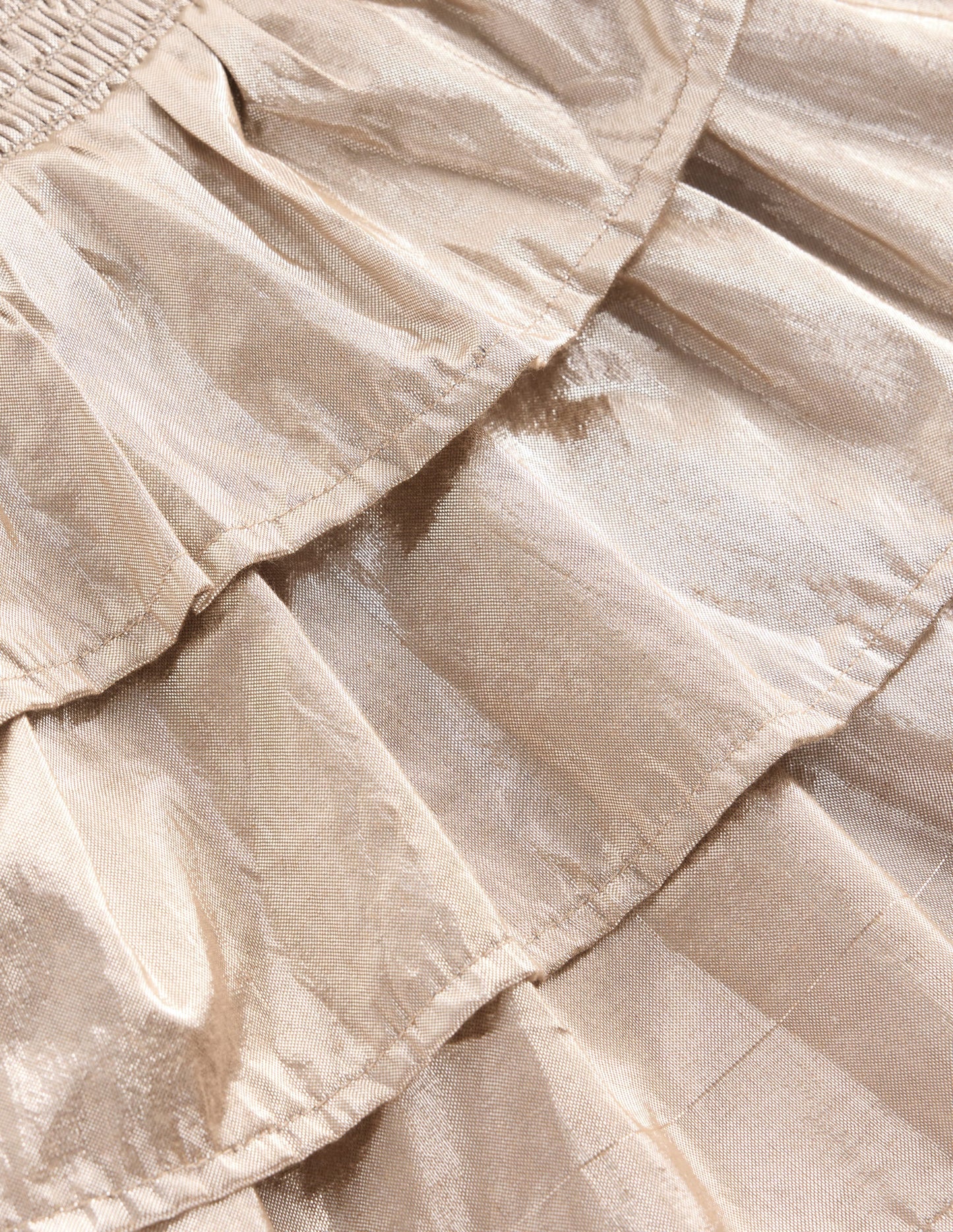 Smocked Waist Ruffle Skirt-Gold Metallic
