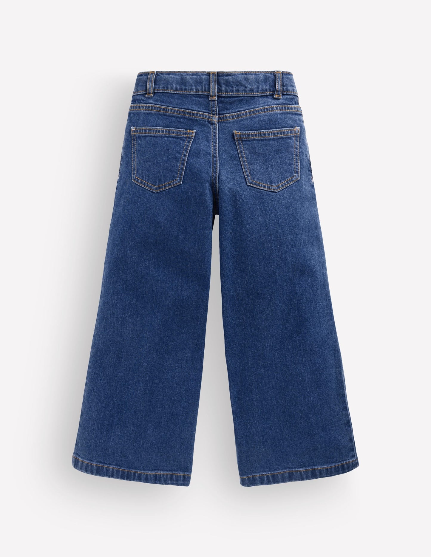 Wide Leg Jeans-Mid Wash Heart Applique