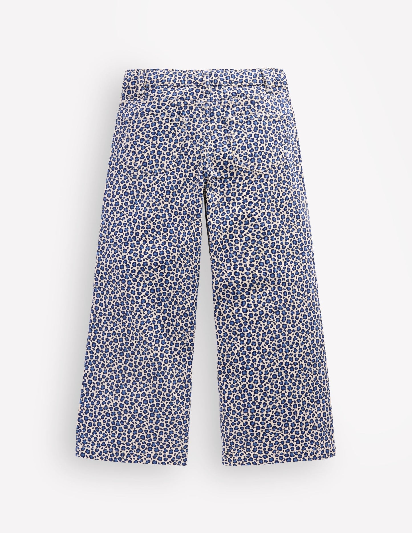 Wide Leg Jeans-Calico White/ Blue Leopard