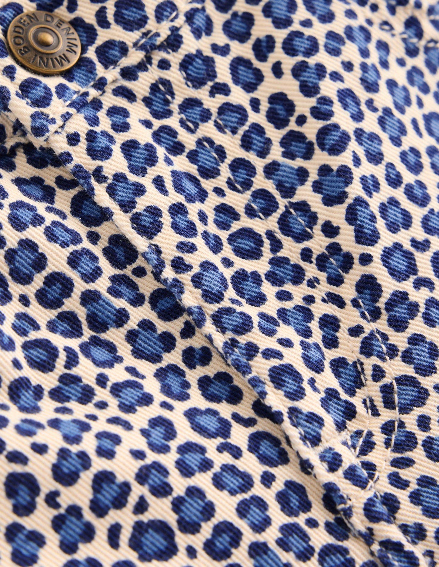 Wide Leg Jeans-Calico White/ Blue Leopard