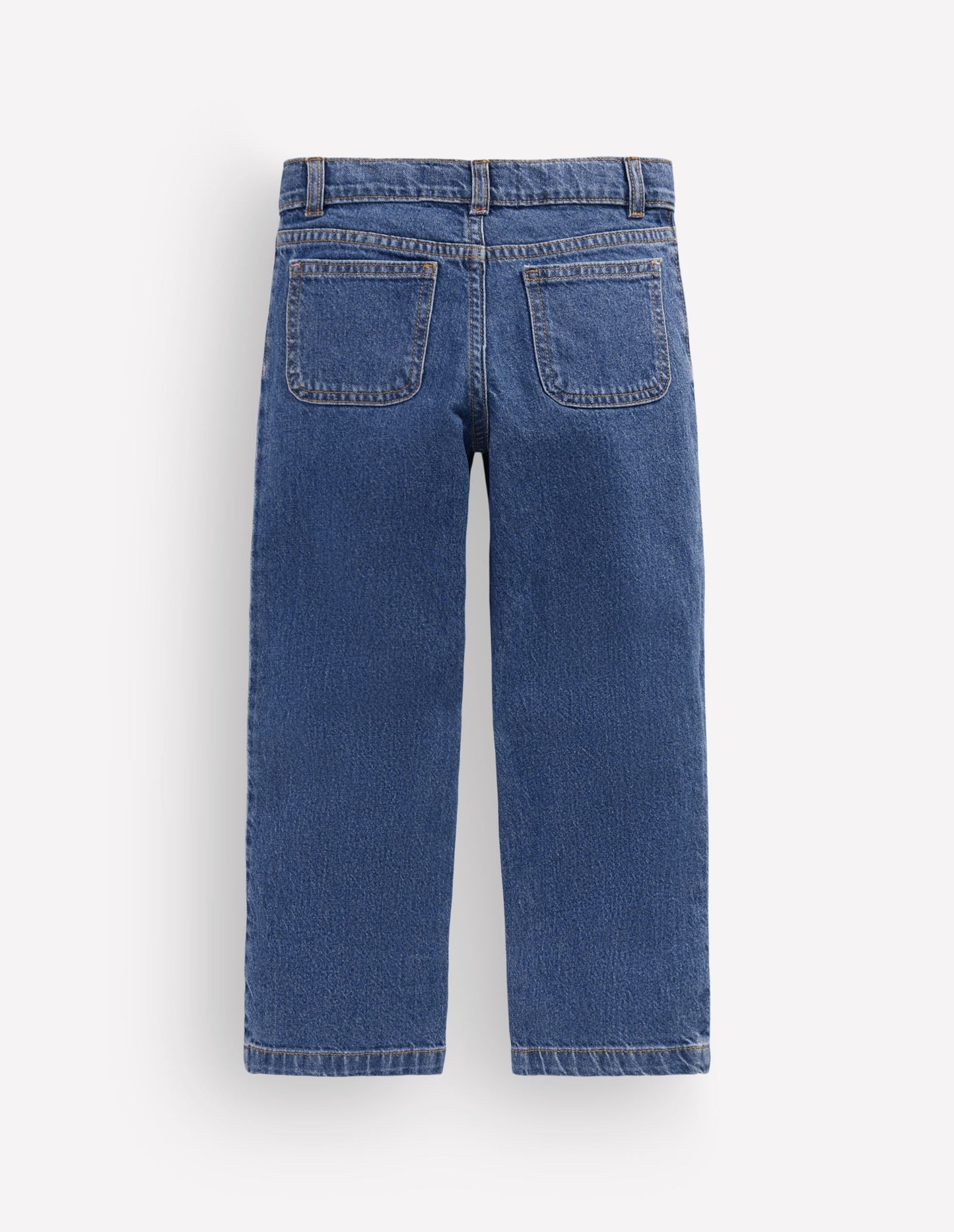 Patch Pocket Straight Jeans-Denim Embroidery