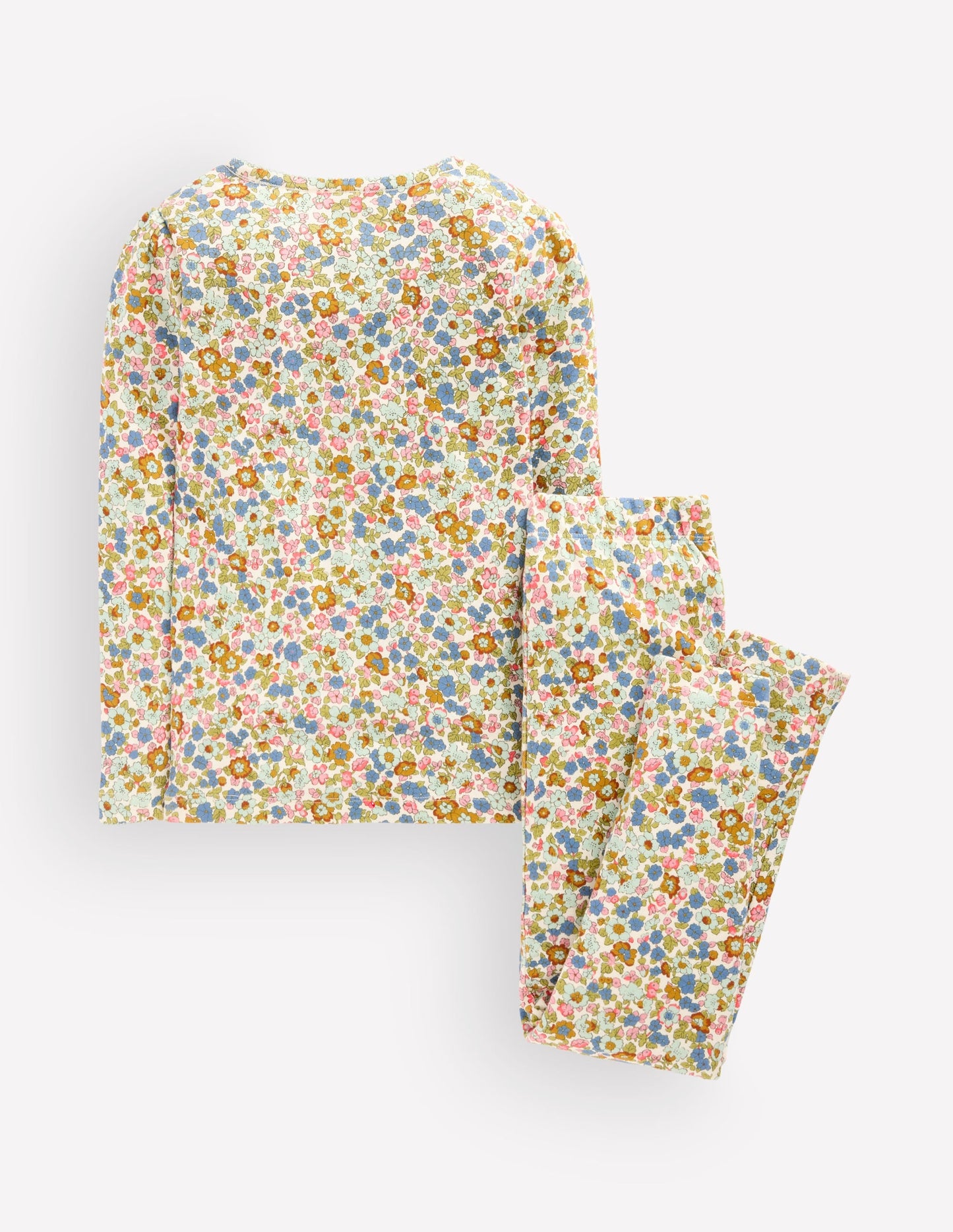Snug Long John Pyjamas-Vintage Blue Flowerbed