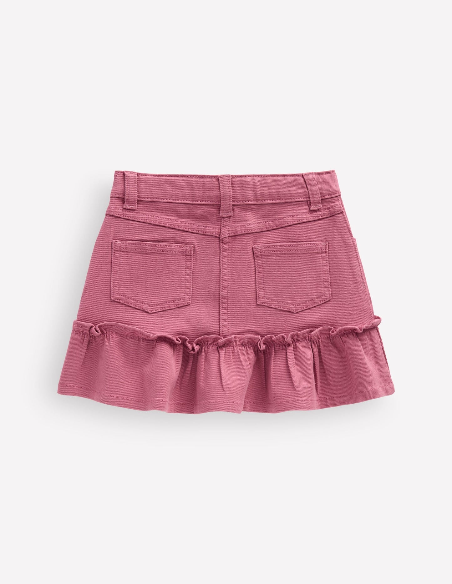 Frill Hem Denim Skirt-Pink Heather