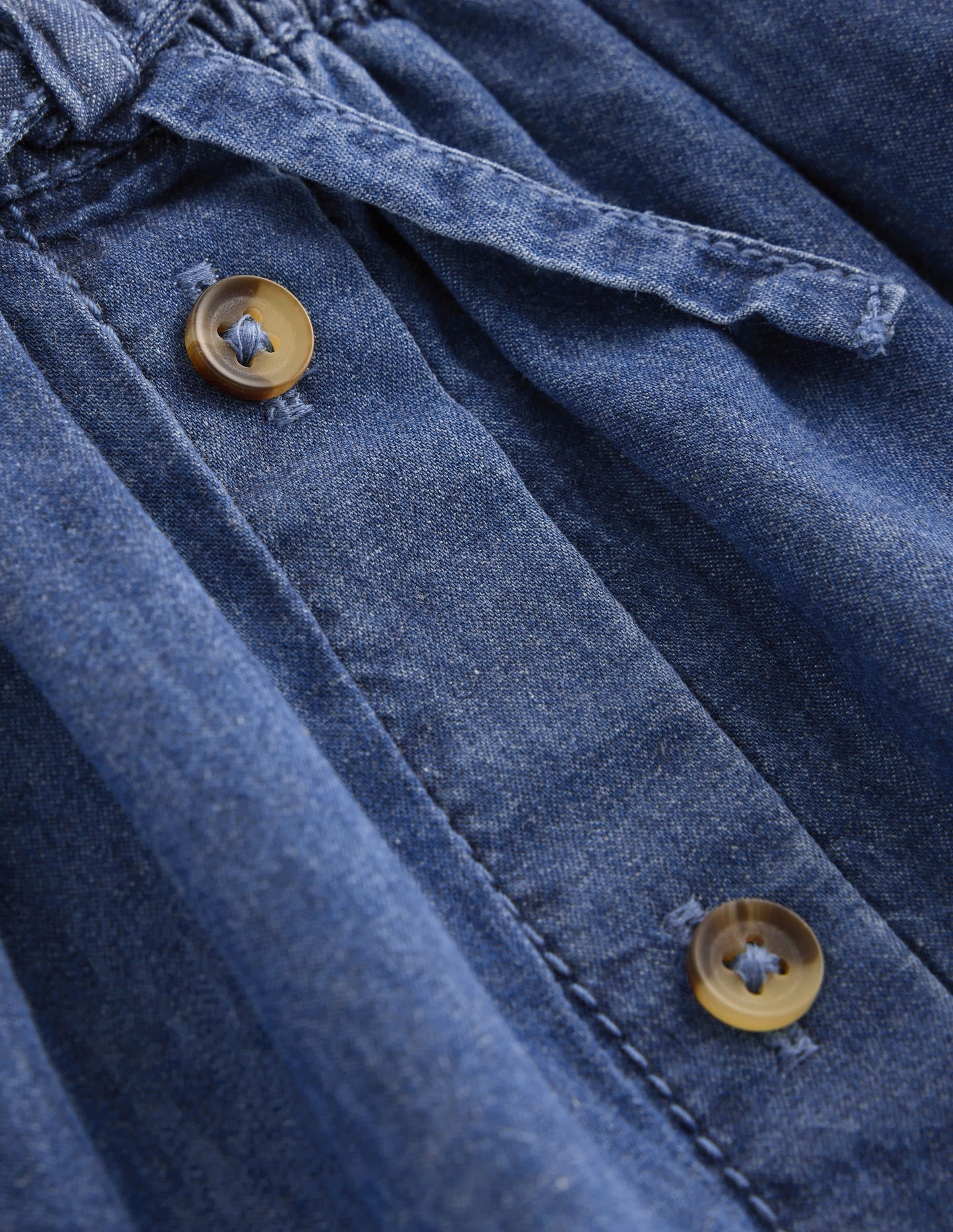 Woven Button-Through Skirt-Mid Wash