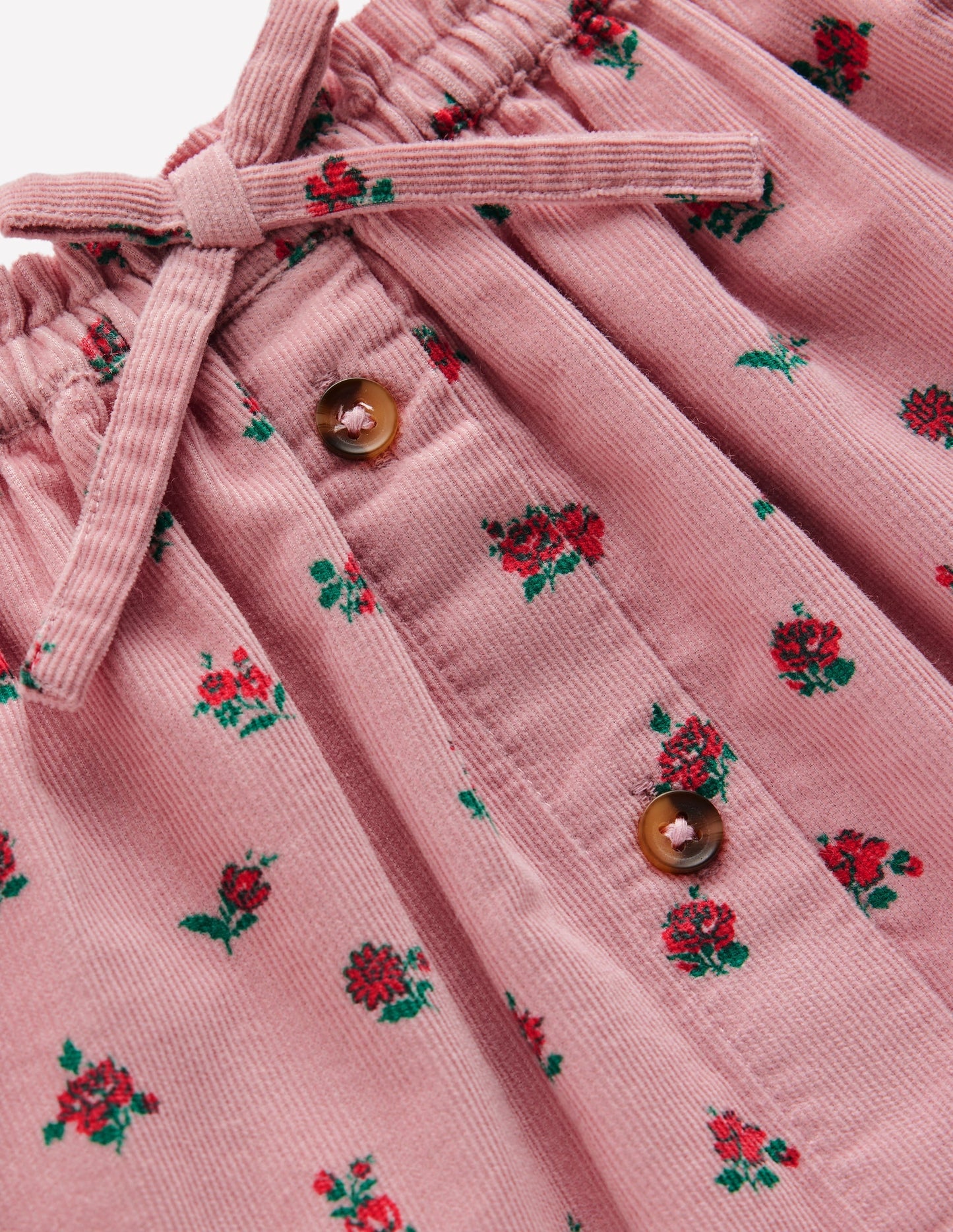 Woven Button-Through Skirt-Vintage Pink Ditsy Floral