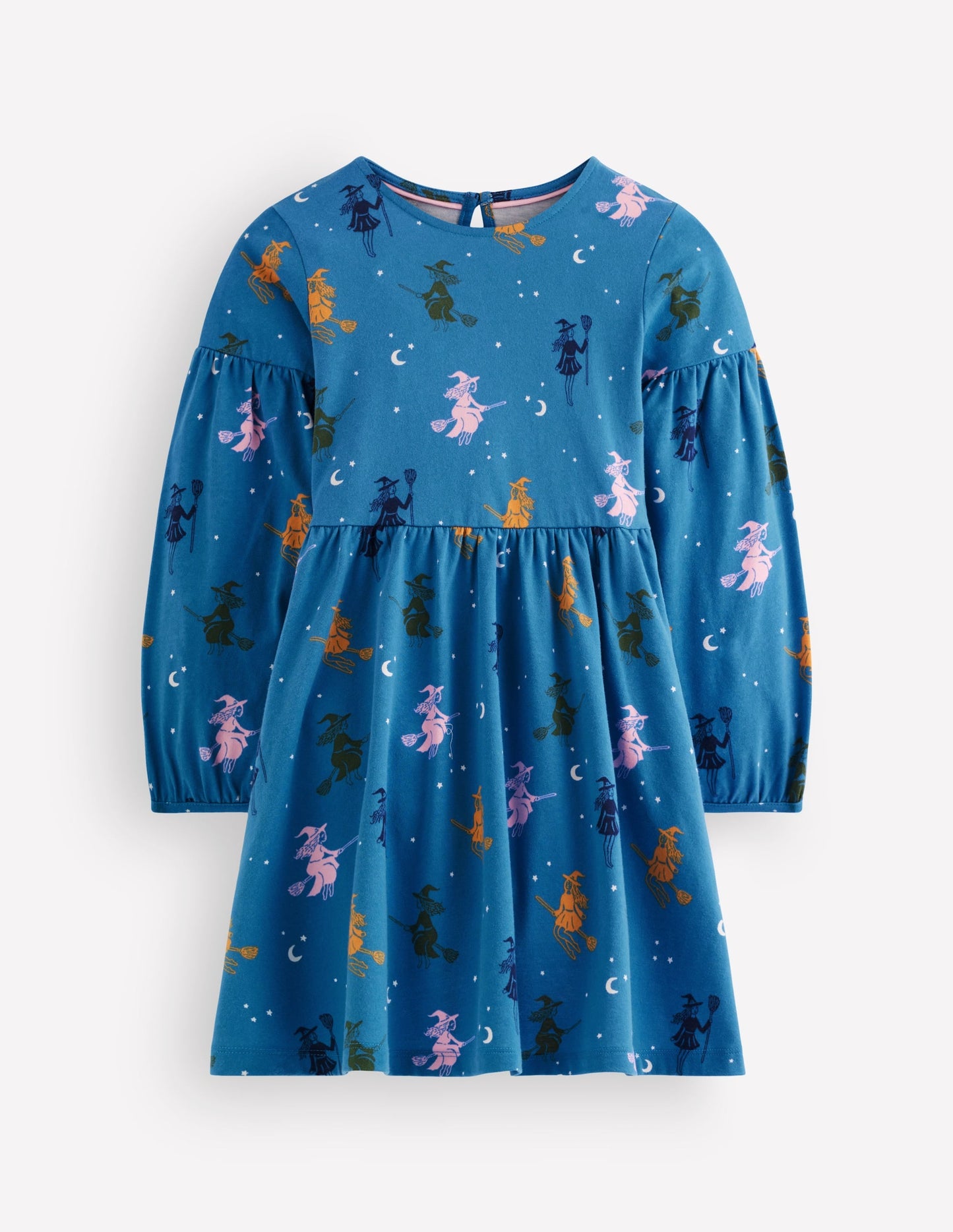 Madeline Blouson Sleeve Dress-Blue Halloween Witches