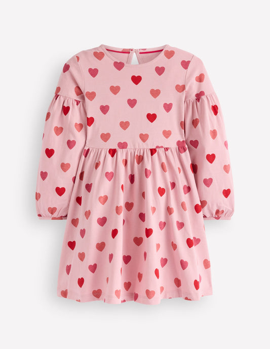 Madeline Blouson Sleeve Dress-Heart Print