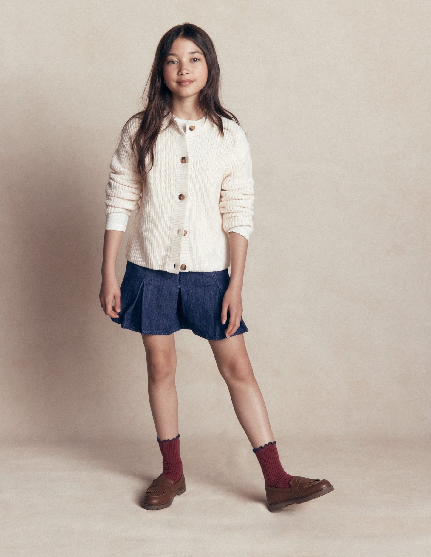Pleated Skort-Denim