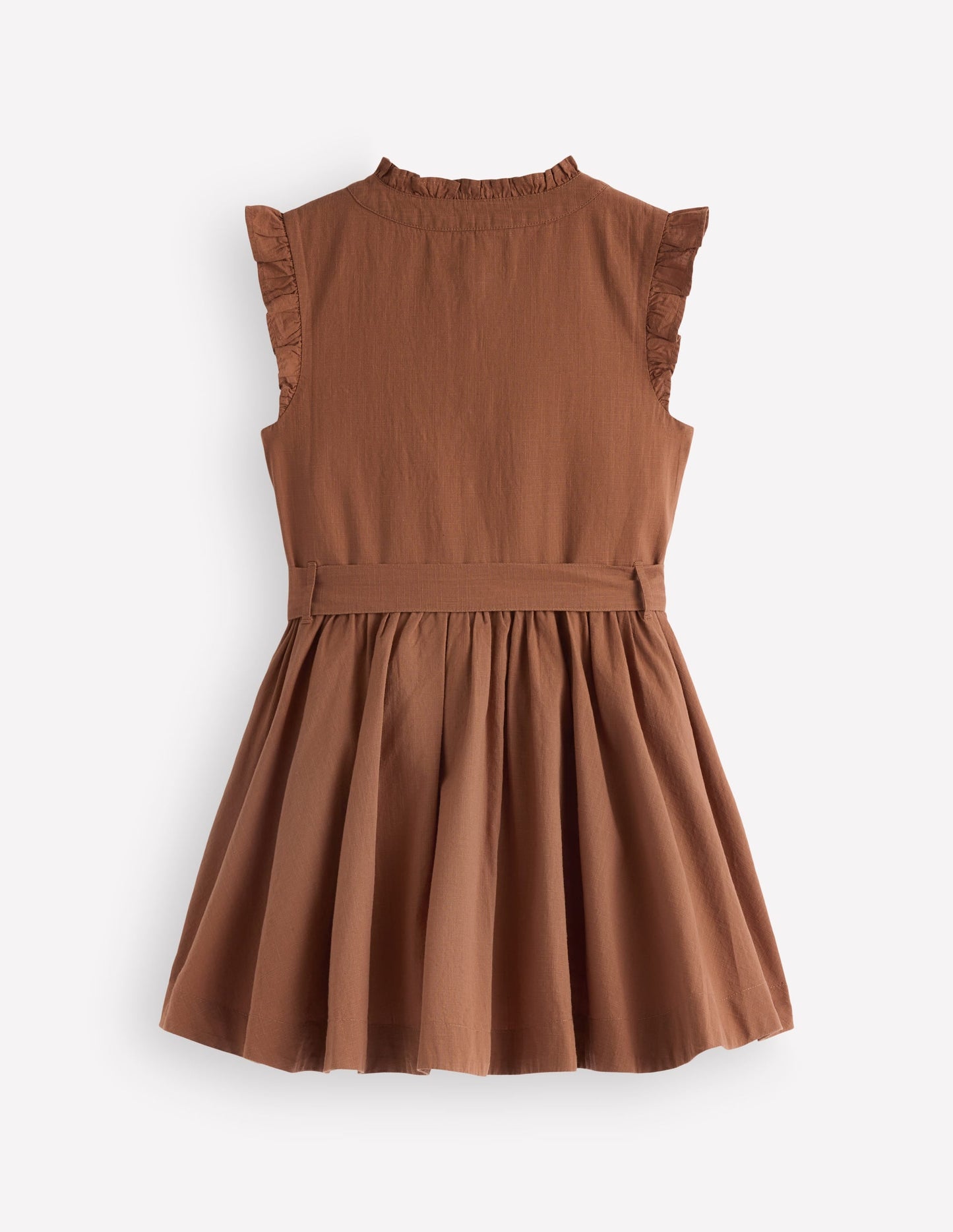 Ruffle Shirt Dress-Brown