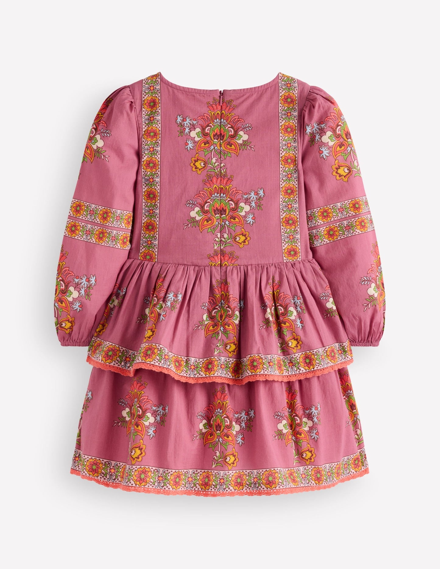 Printed Tiered Woven Dress-Pink Floral Placement